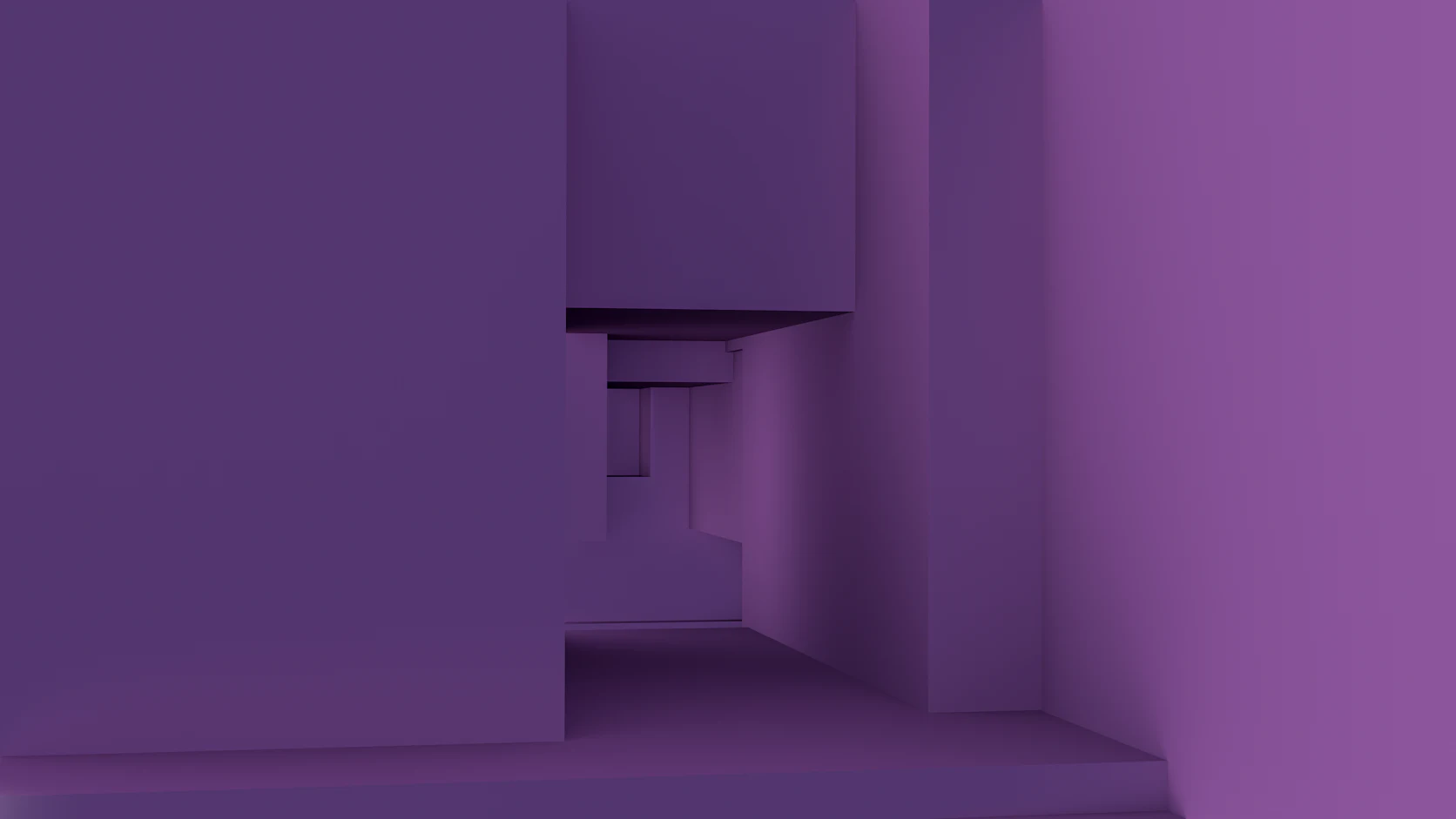 A violet corridor of stepped walls