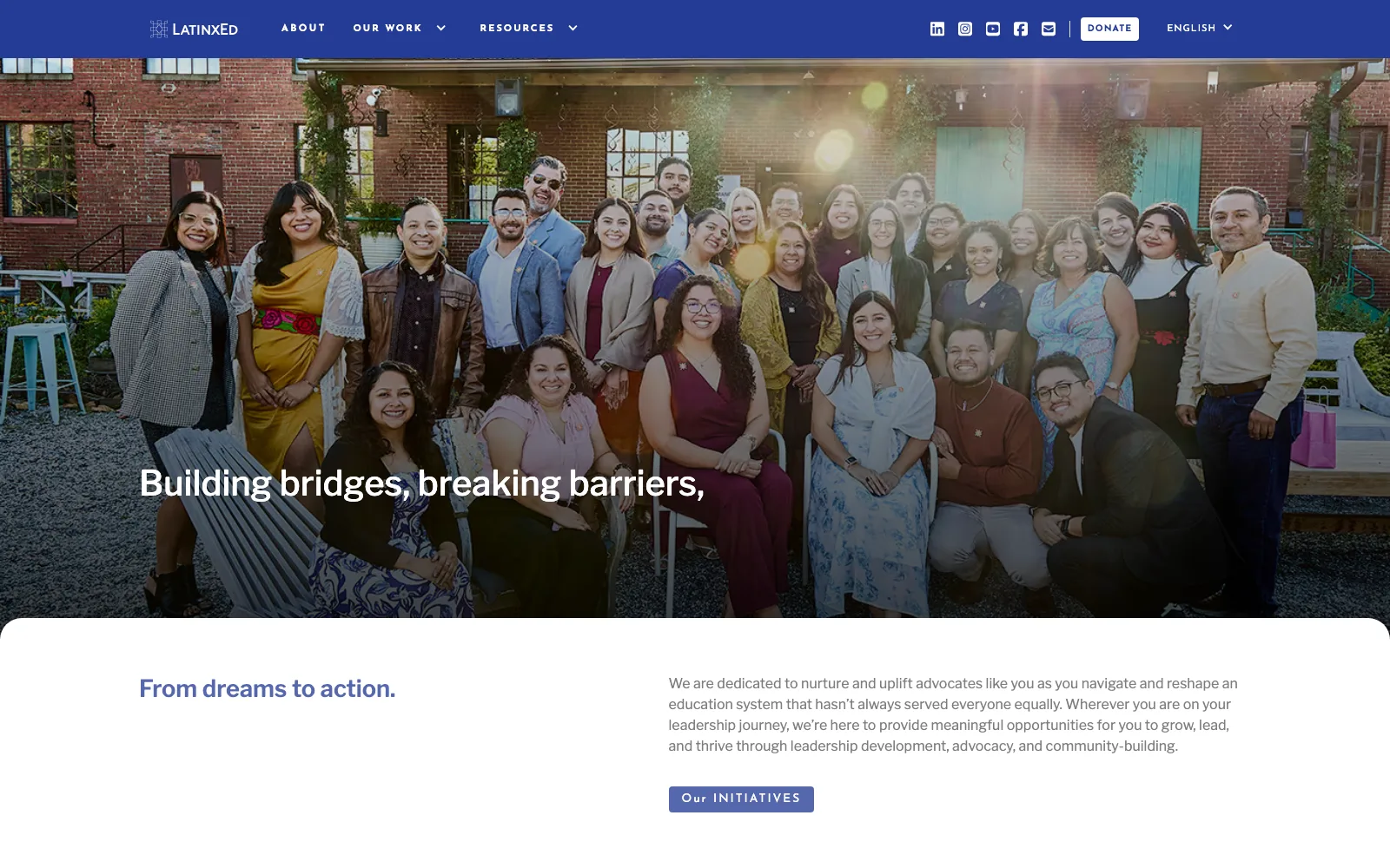 The Our Work page of latinxed.org